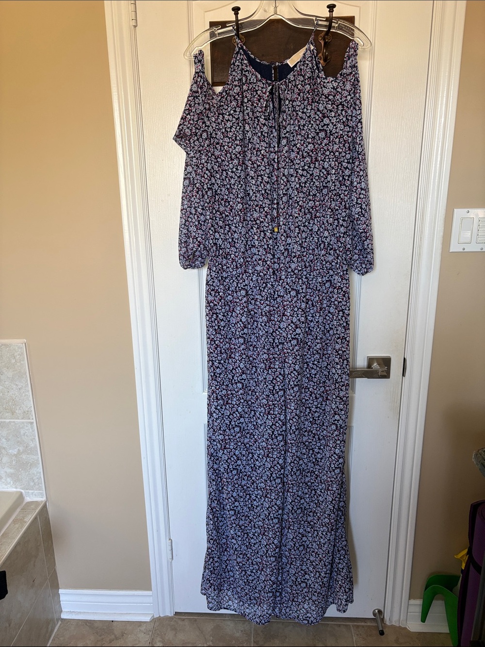 Michael Kors Navy Floral Spaghetti-Strap Maxi Dress